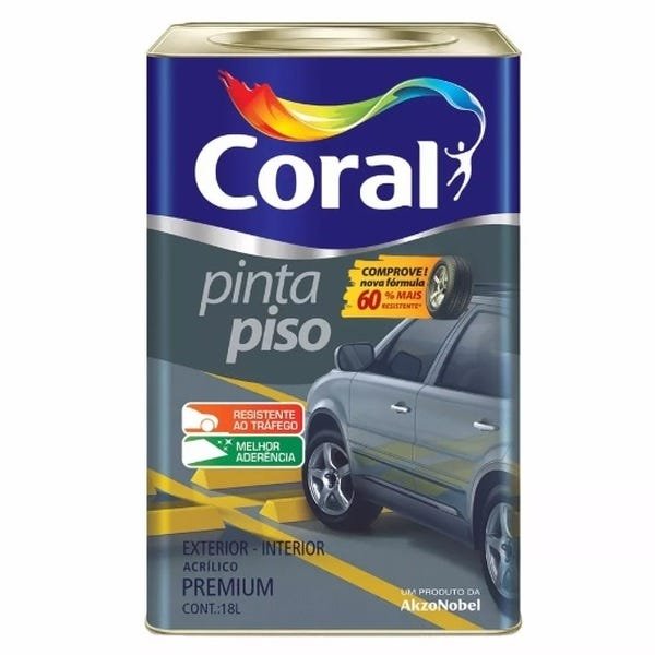 Tinta Pinta Piso Coral Premium 18 Litros - Cinza Médio - 1