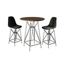 Ver imagem 1 de Jogo Mesa Bistrô Eames Amêndoa 60Cm 2 Banquetas Preta Base Ferro Preto - Cor: Amendoa