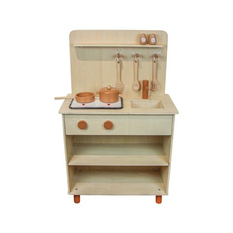 Cozinha Infantil de Madeira Terracota com Panelinhas Masterchef