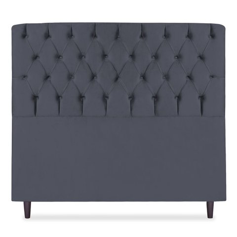Cabeceira Estofada Recamier Baú para Cama Box 160cm Queen:Cinza