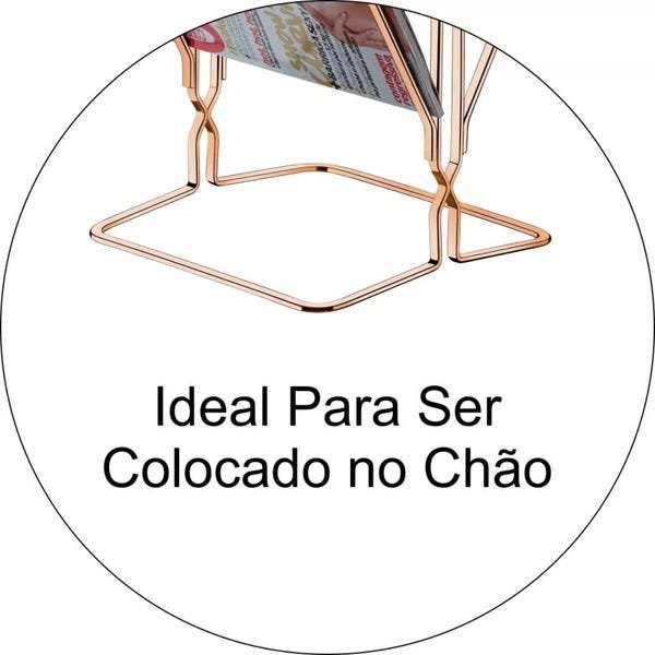 Revisteiro de Chão Decorativo Porta Jornal Revista em Aço Luxo - Rosé Gold - 2