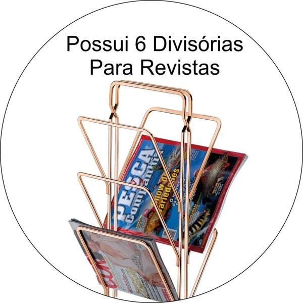 Revisteiro de Chão Decorativo Porta Jornal Revista em Aço Luxo - Rosé Gold - 3