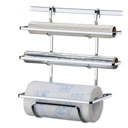 Suporte Para Papel Toalha, Rolo de Alumínio E Filme de PVC Para Barra De Cozinha - Aço Cromado - 5