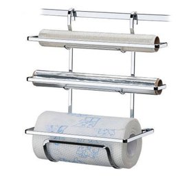 Suporte Para Papel Toalha, Rolo de Alumínio E Filme de PVC Para Barra De Cozinha - Aço Cromado - 1