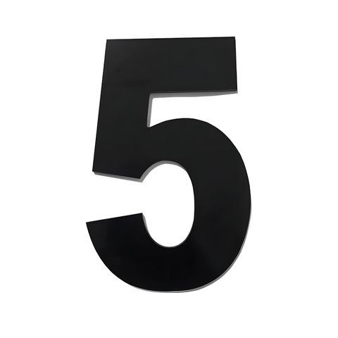 Algarismo Grande 5 Numeral 185mm Preto em Aluminio