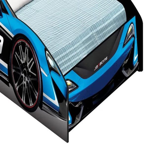 Mini Cama Carro Corrida Infantil Force Azul com Colchão