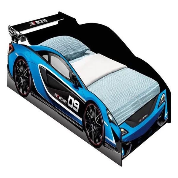 Mini Cama Carro Corrida Infantil Force Azul com Colchão