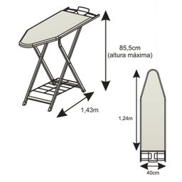 Tábua/Mesa de Passar Roupas Hard em Aço 40cm Largura Suporta até 15Kg Suporte para Ferro Regulagem - 3