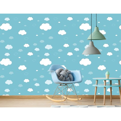 Papel de Parede Infantil - Céu Nuvens Azul Arte Destaque 2,50 Metros