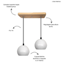 Ver imagem 2 de Luminária Pendente Cúpula Bola Suporte Madeira Pinus – Soquete E-27 – Abf Luminárias:branco
