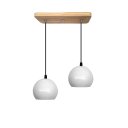 Ver imagem 1 de Luminária Pendente Cúpula Bola Suporte Madeira Pinus – Soquete E-27 – Abf Luminárias:branco