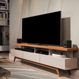 Conjunto de Sala com Buffet Aparador Celta e Rack para TV 70" Vivare Wood 1.8 Giga Móveis:Off White/ - 5