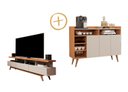 Ver imagem 1 de Conjunto de Sala com Buffet Aparador Celta e Rack para TV 70" Vivare Wood 1.8 Giga Móveis:Off White/