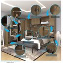 Ver imagem 5 de Quarto de Canto Casal com Guarda Roupas com Espelho e Mesas de Cabeceira Paris Luciane Móveis