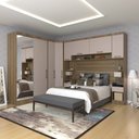 Ver imagem 1 de Quarto de Canto Casal com Guarda Roupas com Espelho e Mesas de Cabeceira Paris Luciane Móveis