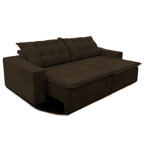Sofá Amazonas 2,50 Metros Retrátil com Molas Suede Veludo Light Marrom - Sofá na Web