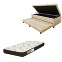 Ver imagem 1 de Cama Box Baú Solteiro com Auxiliar (Bicama) + Colchão Solteiro Espuma D20 12cm | Kit Completo com Ca