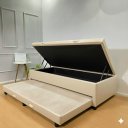 Ver imagem 2 de Cama Box Baú Solteiro com Auxiliar (Bicama) + Colchão Solteiro Espuma D20 12cm | Kit Completo com Ca