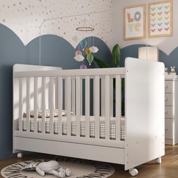 Berço Americano 3 em 1 com Colchão Incluso e Rodízios Bambino Multimóveis Mp4306 Branco - 2