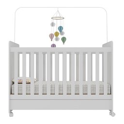 Berço Americano 3 em 1 com Colchão Incluso e Rodízios Bambino Multimóveis Mp4306 Branco - 4