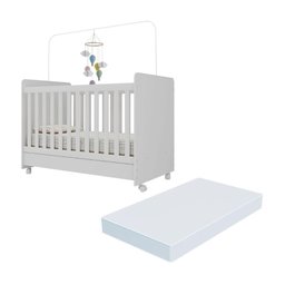 Berço Americano 3 em 1 com Colchão Incluso e Rodízios Bambino Multimóveis Mp4306 Branco - 1