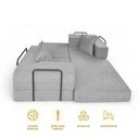Ver imagem 3 de Sofá Cama Modular Mold Boucle Prata 2 Lugares Cinza Claro Veludo Loja Sheep