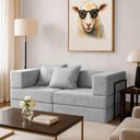 Ver imagem 1 de Sofá Cama Modular Mold Boucle Prata 2 Lugares Cinza Claro Veludo Loja Sheep