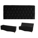 Ver imagem 1 de Kit Estrela Cabeceira de Cama Painel e Calçadeira Baú Botão Cristal King 195 Cm Suede Preto do