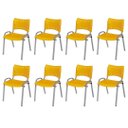 Ver imagem 2 de Cadeira Iso Base Cinza, Igreja, Escola, Escritório - Amarelo Kit 8 Peças