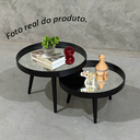 Ver imagem 4 de Mesa de Centro Espelhada Redonda Pé Palito Sala Estar:preta Tampos Espelhado