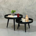 Ver imagem 5 de Mesa de Centro Espelhada Redonda Pé Palito Sala Estar:preta Tampos Espelhado