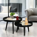 Ver imagem 2 de Mesa de Centro Espelhada Redonda Pé Palito Sala Estar:preta Tampos Espelhado