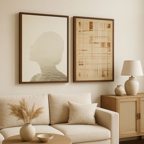 Quadro Abstrato Contemplação & Harmonia Duo Decorativo em Canvas