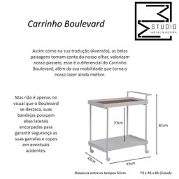 Carrinho Bar Cha Churrasco Adega Gourmet Aparador Industrial Boulevard - Branco - 7