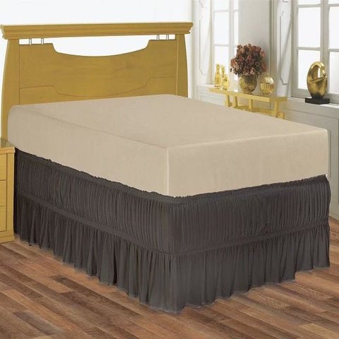 Saia para cama box Solteiro serve para cama baú em Malha Special | BelCapas - Chumbo