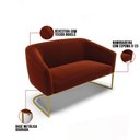 Ver imagem 3 de Sofá Namoradeira 2 Lugares Base Industrial Dourado Stella Bouclê D03 - D'Rossi Cor Terra