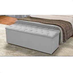 Baú Calçadeira Guarda Volumes Recamier Queen Size Quarto Estofado 160cm:suede Cinza - 3