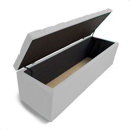 Baú Calçadeira Guarda Volumes Recamier Queen Size Quarto Estofado 160cm:suede Cinza - 2