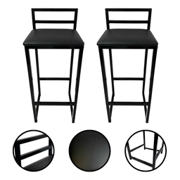 Kit 2 Banquetas Quadrada Bistro Industrial Alta Casa Bar Cozinha:preto - 1