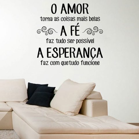 Adesivo de Parede Amor Fé Esperança