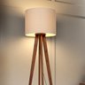 Luminária Abajur de Chão Madri Pés de Madeira Maciça - Bege - 2
