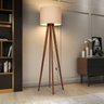 Luminária Abajur de Chão Madri Pés de Madeira Maciça - Bege - 1