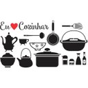 Ver imagem 2 de Adesivo de Parede Frase Eu Amo Cozinhar