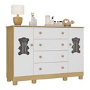 Ver imagem 2 de Cômoda Infantil 125cm 2 Portas com Vidro e 4 Gavetas Fofura Multimóveis Mp4485 Madeirado/branco