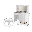 Ver imagem 2 de Penteadeira com Porta Joias 5 Gavetas e Banqueta Lótus Branco