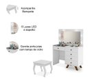 Ver imagem 3 de Penteadeira com Porta Joias 5 Gavetas e Banqueta Lótus Branco