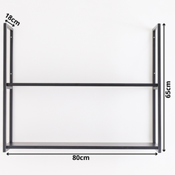 Prateleira 2 Níveis Estilo Industrial Metal 65x80x18 Preto Mdf Preto - 6