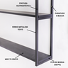 Prateleira 2 Níveis Estilo Industrial Metal 65x80x18 Preto Mdf Preto - 5