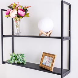 Prateleira 2 Níveis Estilo Industrial Metal 65x80x18 Preto Mdf Preto - 3