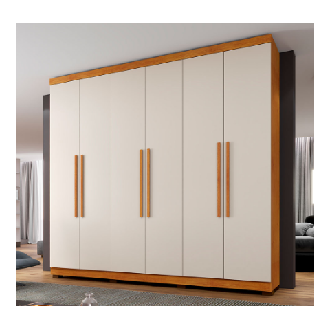 Guarda Roupa New Master 6 Portas Benetil Móveis - Cinamomo/off White